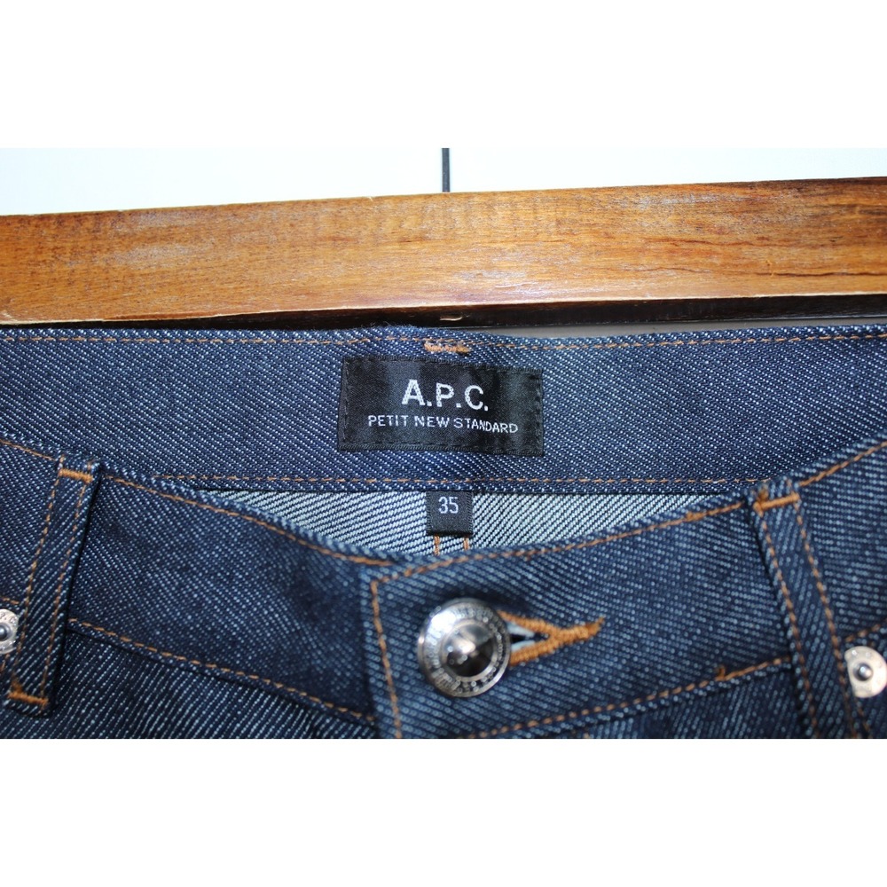 NWOT APC Men's Size 35x35 Navy Blue 100% Cotton Straight Leg Raw Denim Jeans - Picture 3 of 9